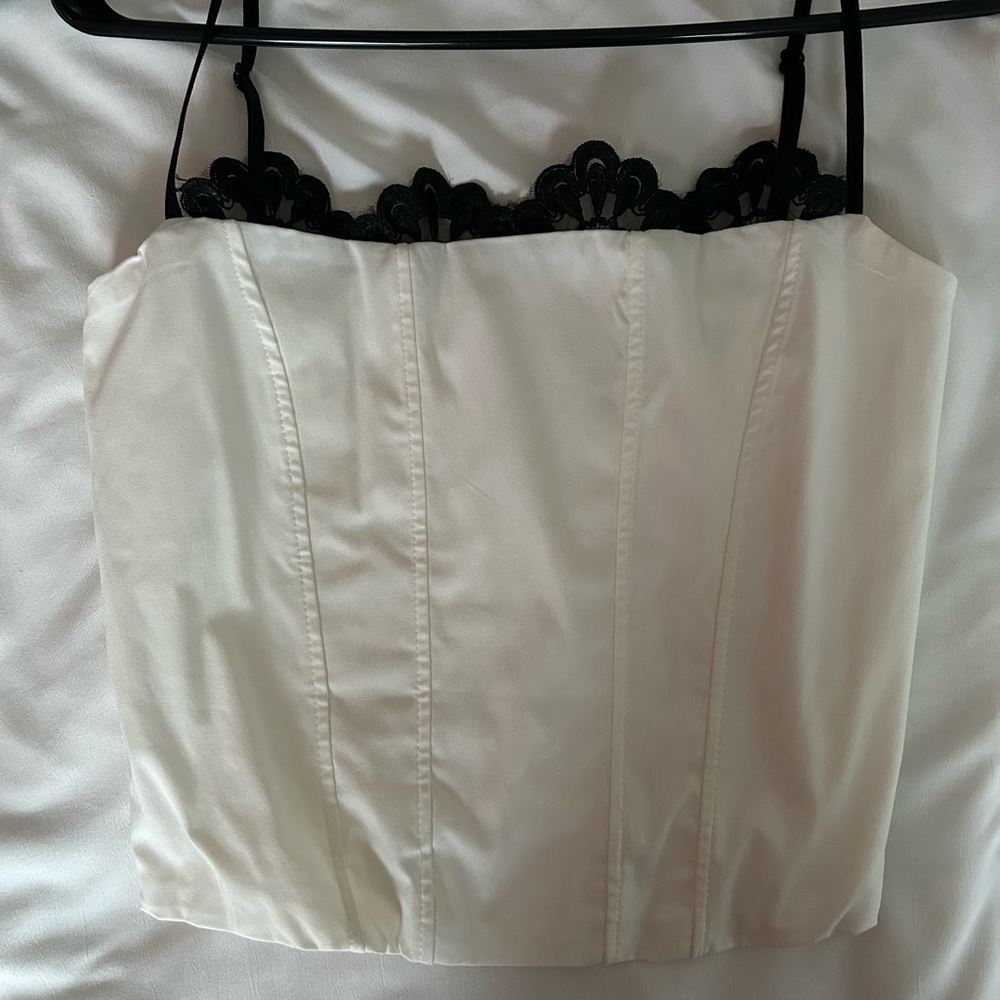 Zara Corset Style Top Black Lace Detail